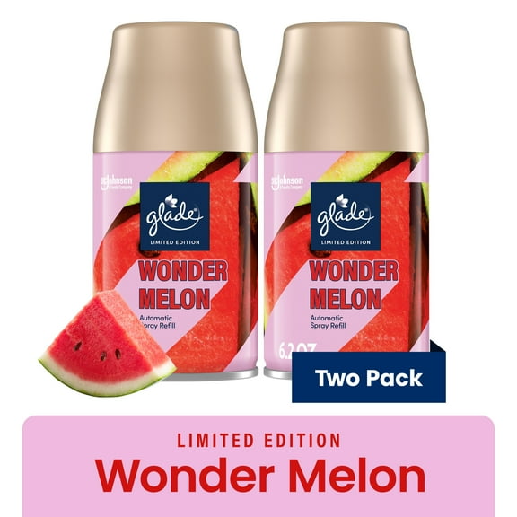 Glade Automatic Spray Refill, Air Freshener, Infused with Essential Oils, Wonder Melon, 6.2 oz, 2 Count