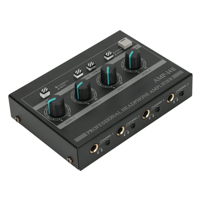 Audio 4 Channel Headphone AMP-14II Stereo Audio Amp With 12V 1.5A Adaptor Stereo Headphone For Stage And Studio Performances
