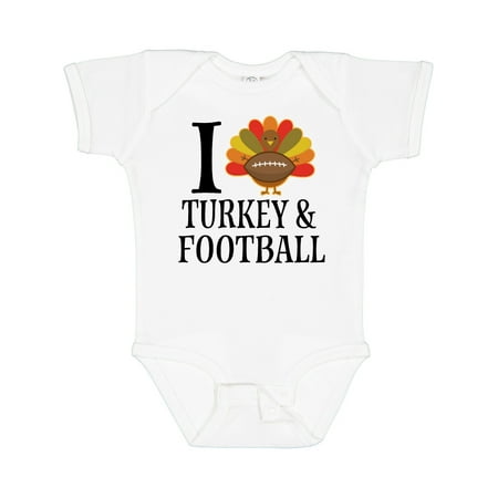 

Inktastic Thanksgiving Day I Love Turkey and Football Gift Baby Boy or Baby Girl Bodysuit