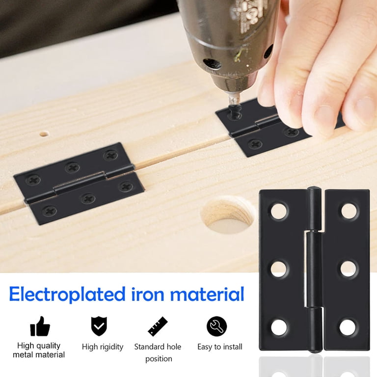 24-Pack 2-Inch Black Stainless Steel Folding Butt Hinges – With 144 Screws, Furniture Hardware For Cabinets, Gates, Jewelry Boxes & More