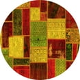 thumbnail image 1 of Ahgly Company Indoor Round Patchwork Yellow Transitional Area Rugs, 5' Round, 1 of 4