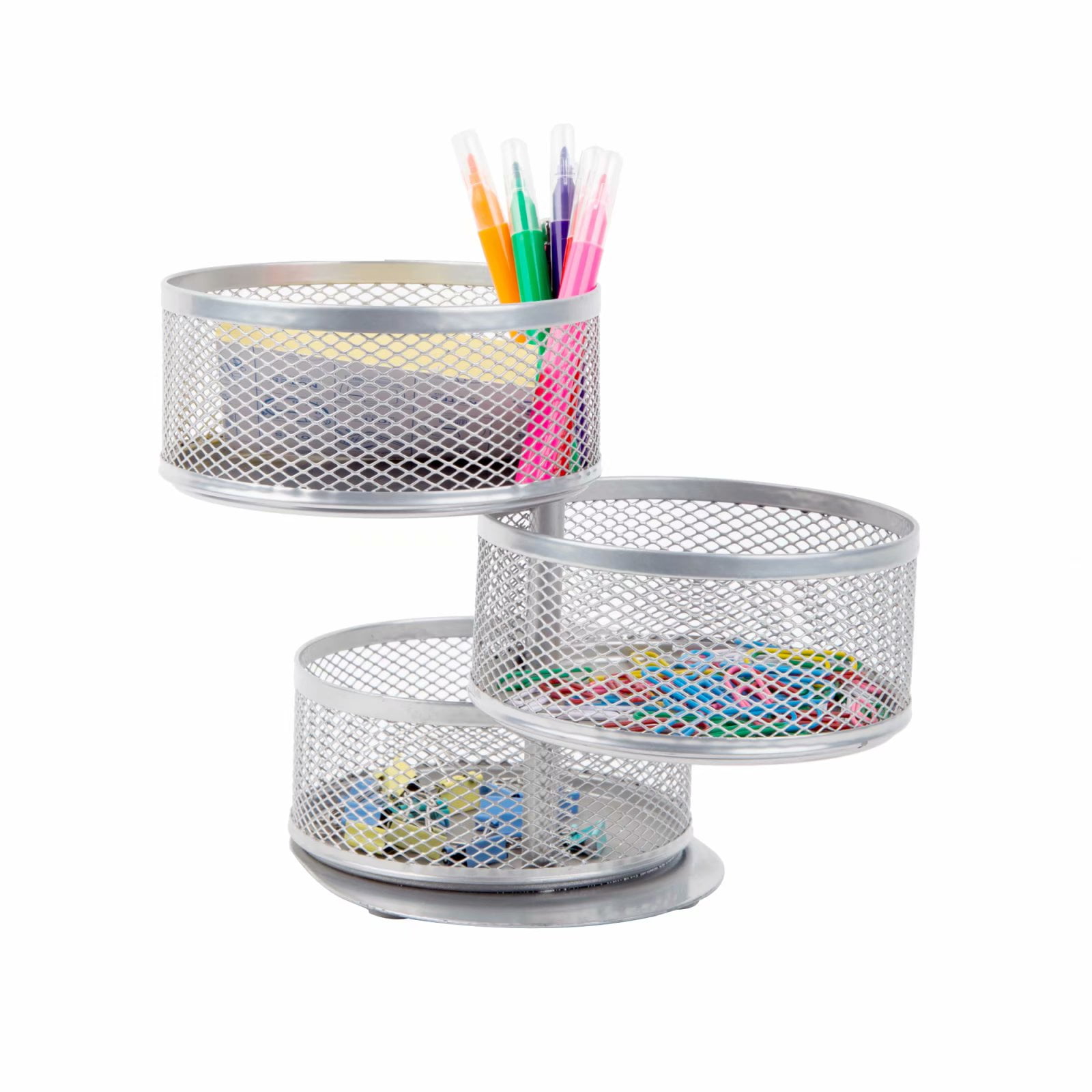 Pro Space Rotating Desktop Organizer Mesh 3tier Pencil Cup Office