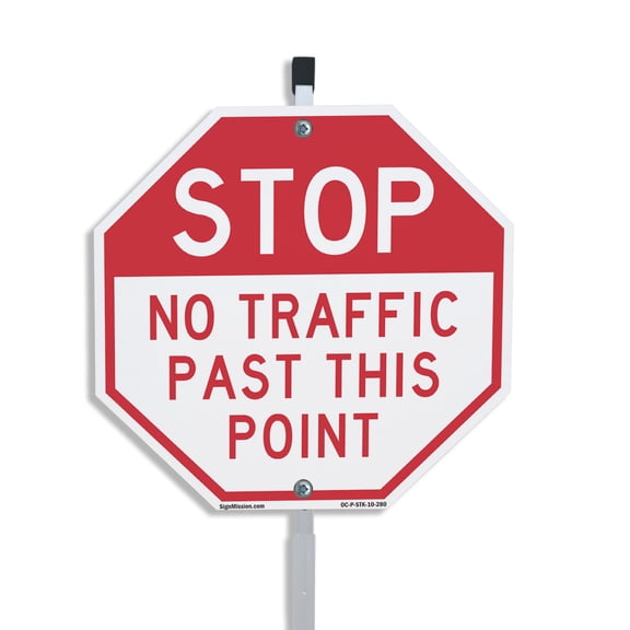 Stop No Traffic Past This Point 10 inch X 10 inch Octagon Aluminum Metal Signs with Aluminum Mounting Stake Weather Resistant UV Protected for Workplace Private Property and