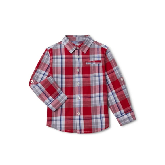 Wonder Nation Baby Boys' & Little Boys' Woven Long Sleeve Shirt