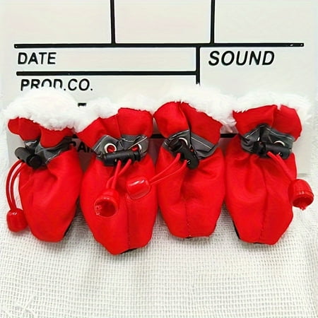 ZGAD 4pcs Warm Padded Small Dog Pet Shoes  Autumn And Winter Warm Dog Indoor Boots Protectors