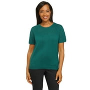 Alfred Dunner Womens Petite Solid Short Sleeve Sweater