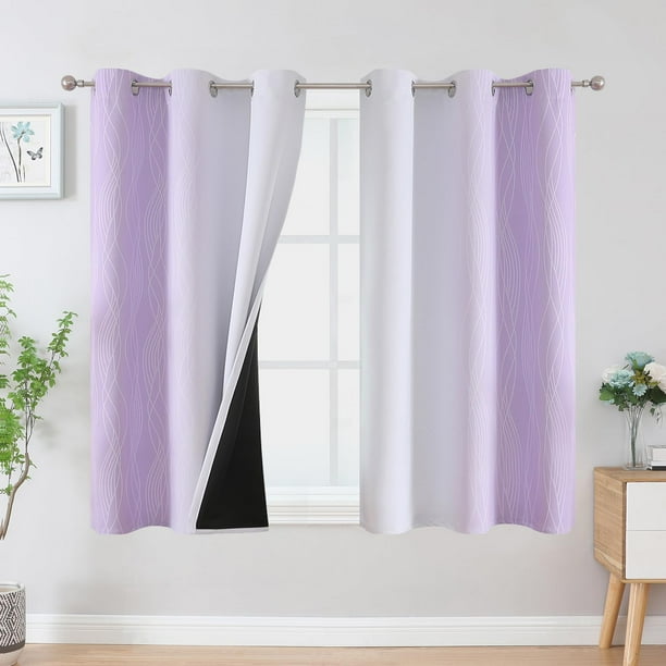 Cortinas opacas Estelar Textiler, lila y blanco grisáceo, 137 x 137 cm