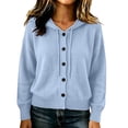 thumbnail image 4 of Womens Short Sweater Hoods Outfit for Ladies Long Sleeve Going Out Crochet Cable Knit Basic Winter Fall Button 2026 Trendy, 4 of 8
