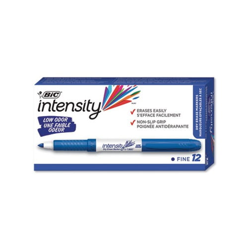 Intensity Low Odor Dry Erase Marker Fine Bullet Tip, Blue, Dozen