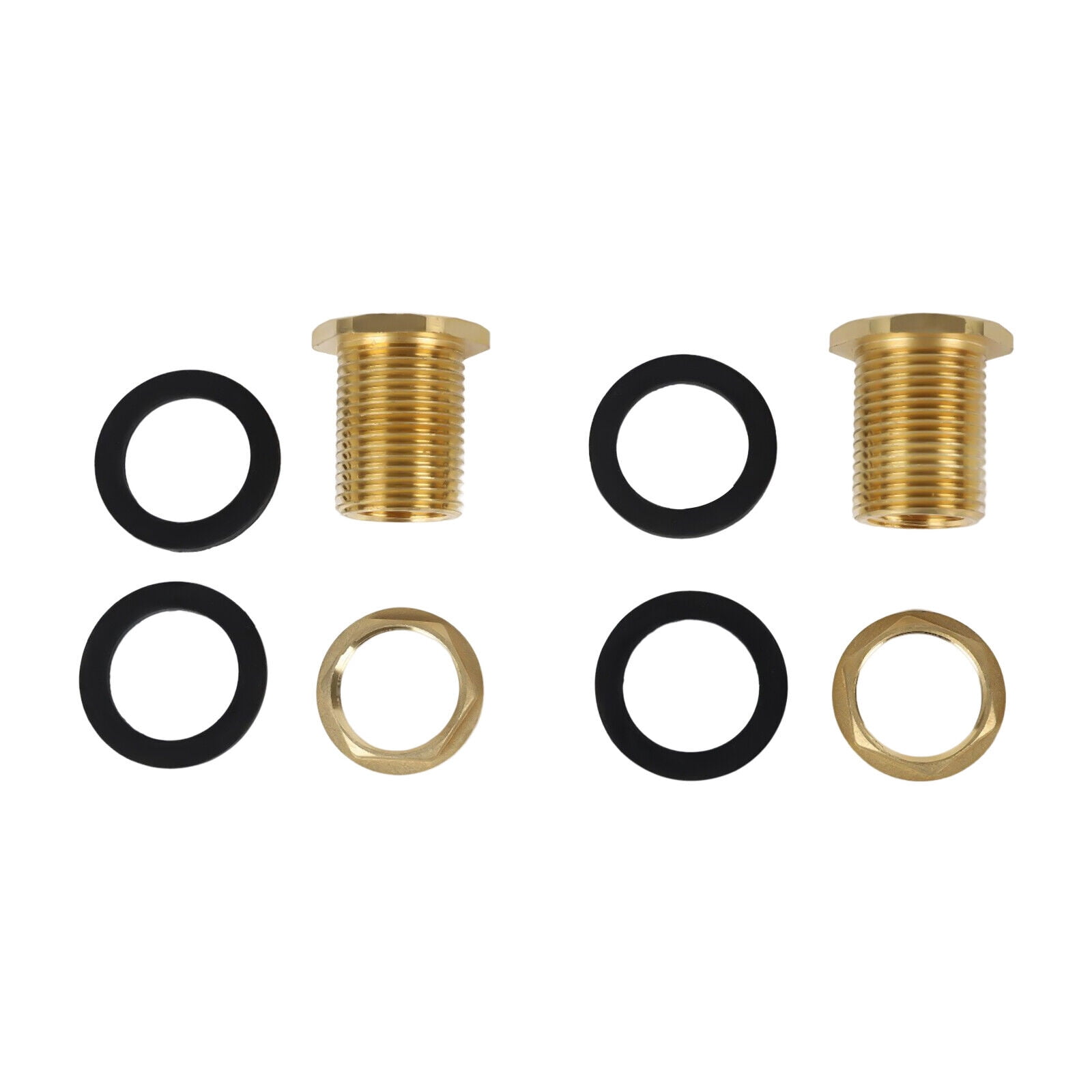 Miumaeov 2PCS Threaded Bulkhead Fitting Kit Brass Bulkhead 1/2 Female NPT  and 3/4 Male GHT Brass Water Tank Connector with Rubber Ring Hose Adapter  