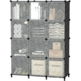 thumbnail image 1 of SHIBA-12 Cube Storage Organizer with Doors, DIY Plastic Closet Shelf, Modular Bookshelf, Stackable Shelving Rack for Bedroom, Living Room, Black ULPZ012, 1 of 4