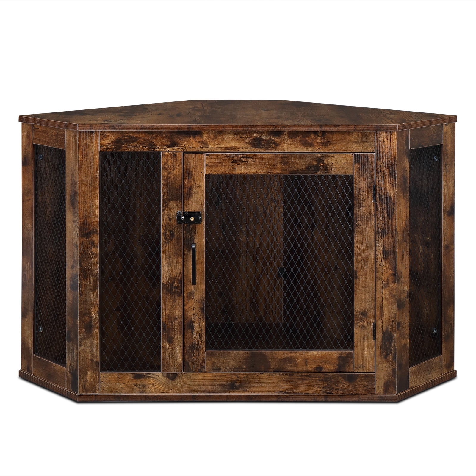 Wooden Pet Crate,DFITO 45" Dog House, Side End Table,,Dog Crate with Lockable Doors for Small