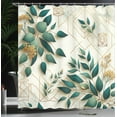 thumbnail image 3 of Ambesonne Eucalyptus Leaves Shower Curtain, Autumn Blooms, 69"Wx84"L, Dark Teal Amber Ivory, 3 of 4