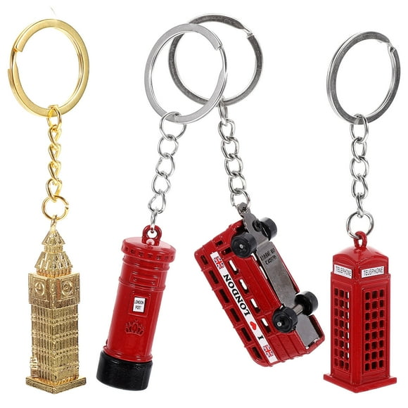 UPGRATOR 4pcs London Souvenirs Assorted Color Keychain Decor Couples Daily Use