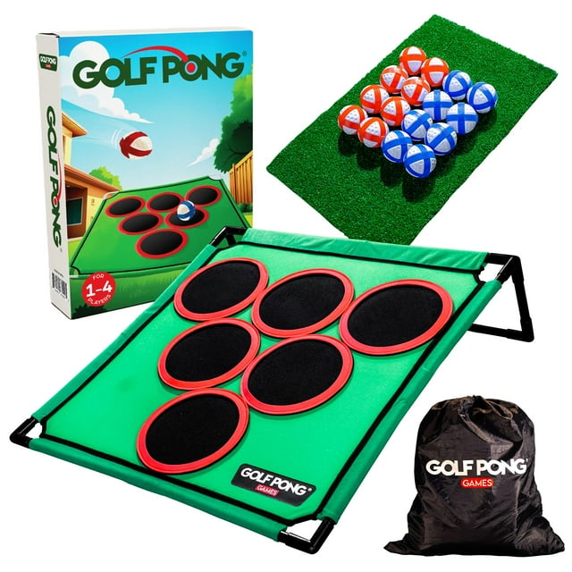 Juego de golf Golf Pong para patio trasero con 16 pelotas y tapete de velcro astillables