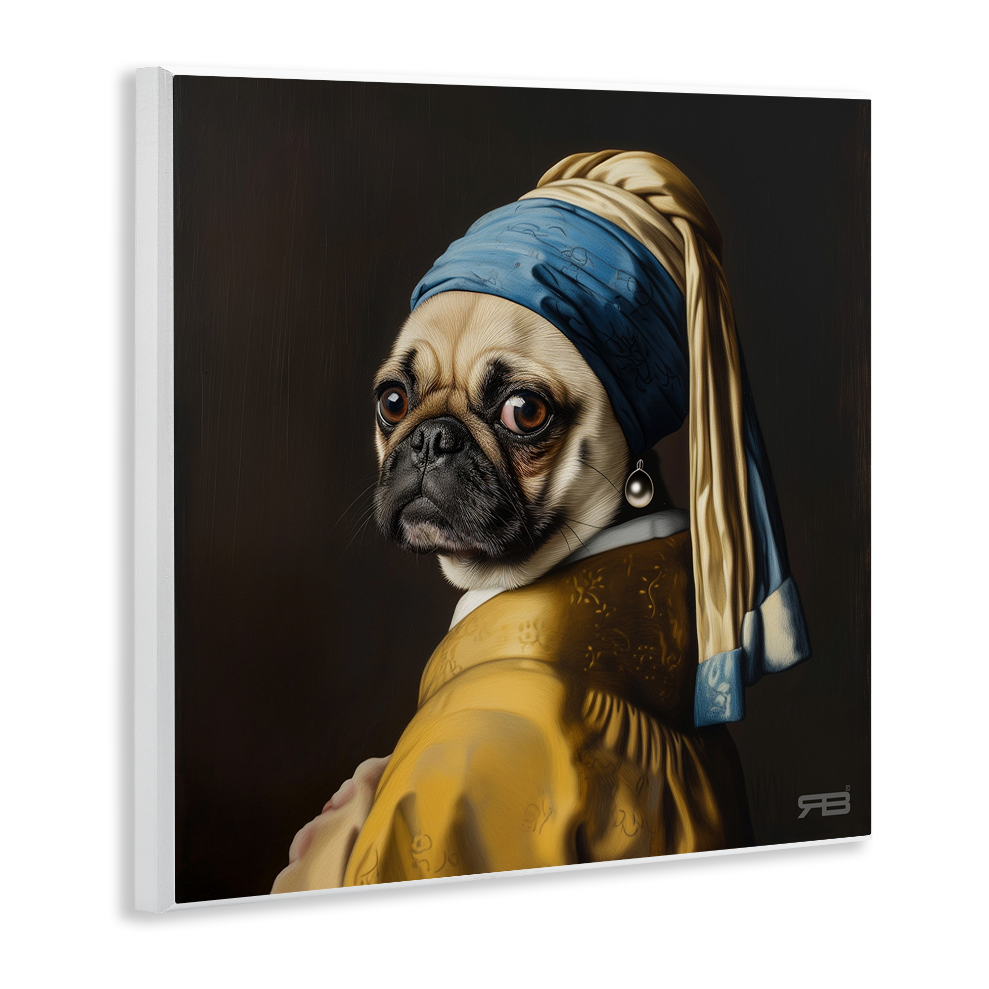 Stupell Industries Pearl Earring Classic Dog Animals & Insects Painting Unframed Art Print Wall Art, 12 x 12
