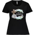 thumbnail image 3 of Inktastic Easter He Has Risen with Cross and Flowers Women's Plus Size T-Shirt, 3 of 5