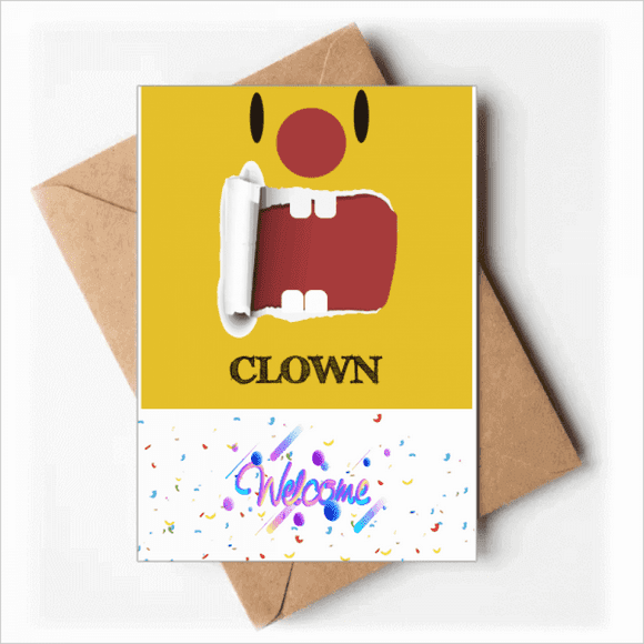 Funny Yellow Clown Emotion Laugh Welcome Back Greeting Cards Envelopes Blank