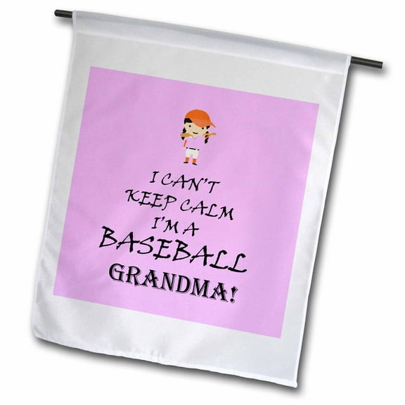 3dRose, I cant keep calm Im a baseball grandma. pink., 18 x 27 inch Garden Flag