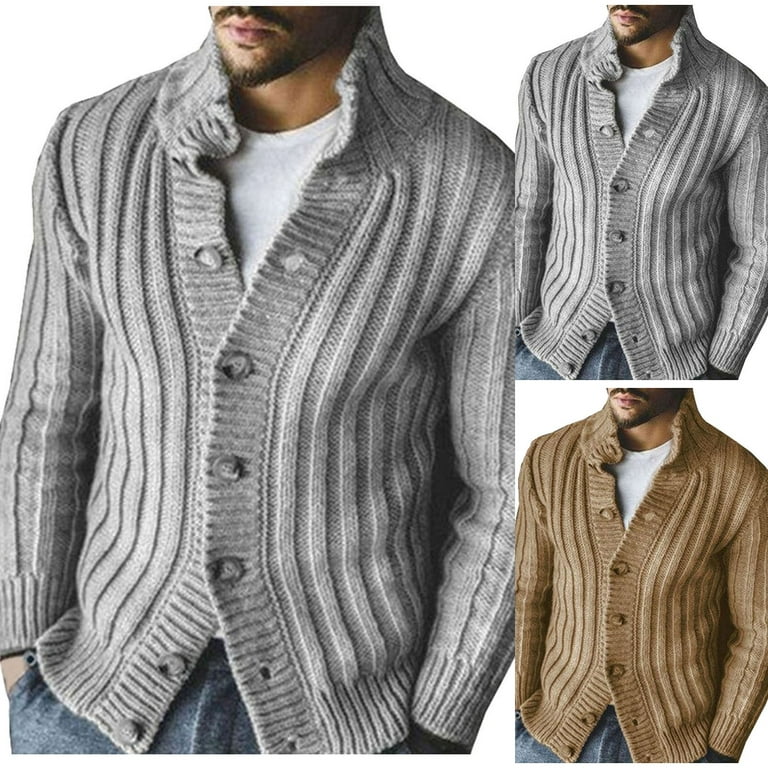HSMQHJWE Men'S Sweater Elbow Patches Mens Woolen Sweater Mens Fashion  Casual Color Matching Pocket Versatile Long Sleeve Cardigan Coat Men Fall  Winter