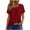 Red, variant on LOVZFMLL Women's Tops Summer Short Sleeve Asymmetrical Neck T-Shirts with Buttons Casual Trendy Pleated Blouses Shirts Red M