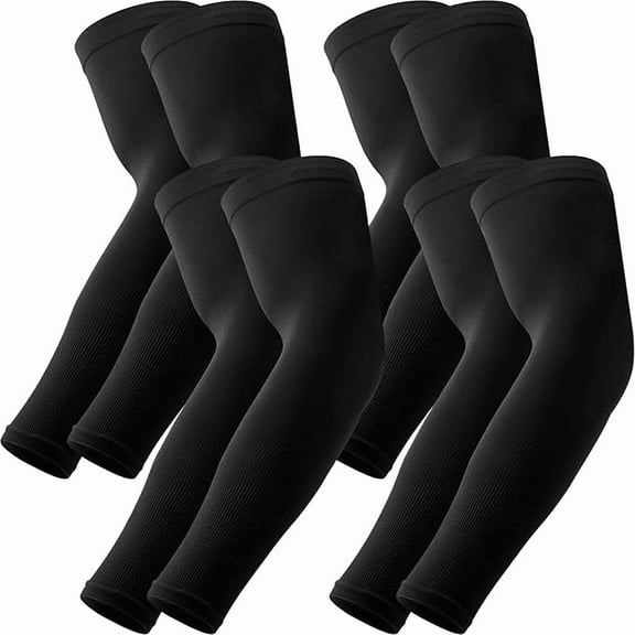 Arm Sleeves,UV Sun Protection Arm Sleeves for Men Women, Golf Volleyball Football Cooling Arm Sleeves Outdoor(Black 4pcak)