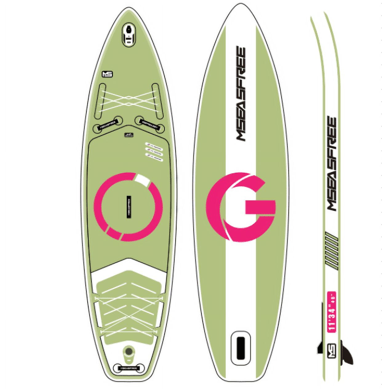 Inflatable Stand Up Paddle Board 11'x34"x6" with Premium Accessories & Backpack, Green Leaf Design
