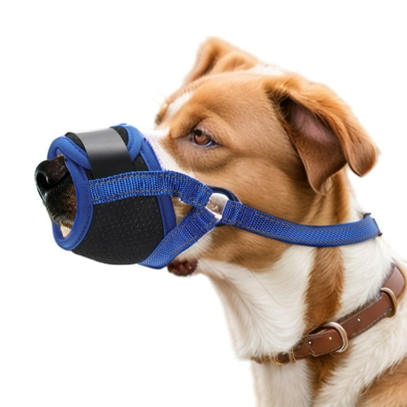 Unique Bargains Dog Muzzle Soft No Barking Bite Mesh Muzzle Breathable Muzzle Allows Panting Drinking Anti Chewing Dog Muzzle for Small Sized Dogs S Blue