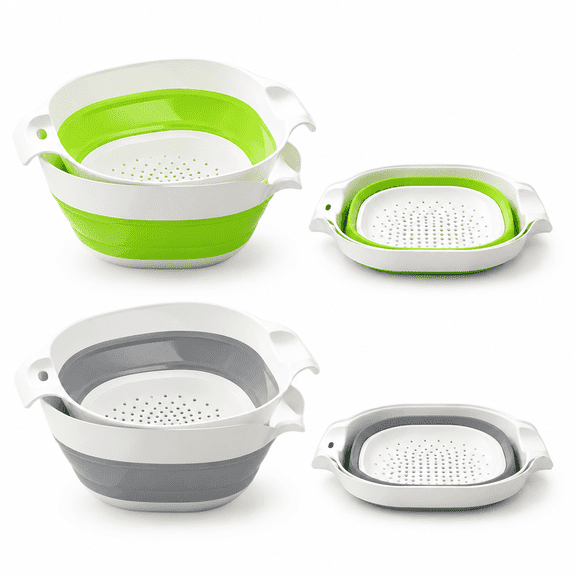 Livease 2 in 1 Collapsible Colander with Sink Basin, 8 QT & 4 QT, Foldable Colander and Bowl Sets for Kitchen