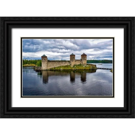 Molinari, Michele 24x17 Black Ornate Wood Framed with Double Matting Museum Art Print Titled - Finlandia-Savonlinna-Savonlinna castle
