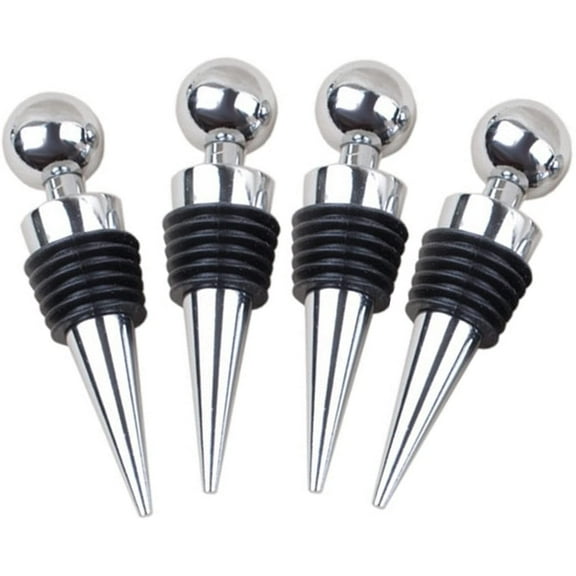 Wine Stopper Bottle Stopper   Stainless Steel Wine Saver, Reusable Wine Corks For Beverage, 4 Pack Silicone Wine Stopper For Gifts, Bar, Holiday Party, Wedding