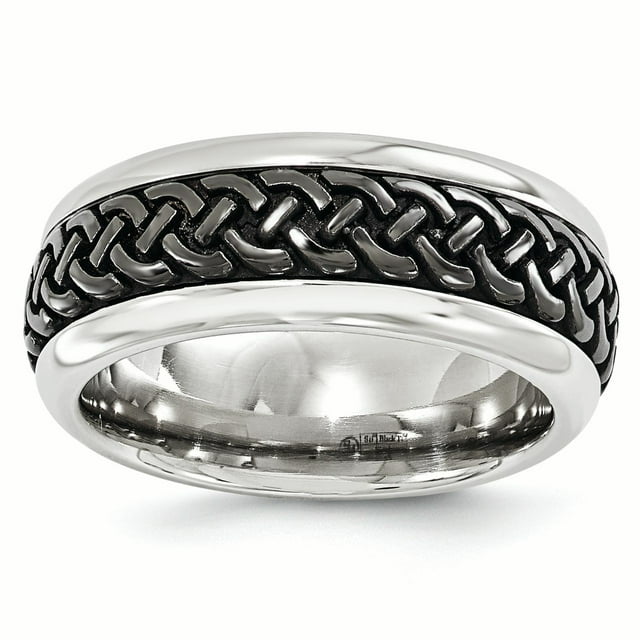 Edward Mirell Stainless Steel & Black Ti Casted 9mm Band Size 11.5