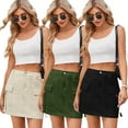 thumbnail image 2 of FLMEI Women's Denim Shorts Skirt Female High Waisted Button Cargo Denim Skirt with Pocket S-XXL, 2 of 8