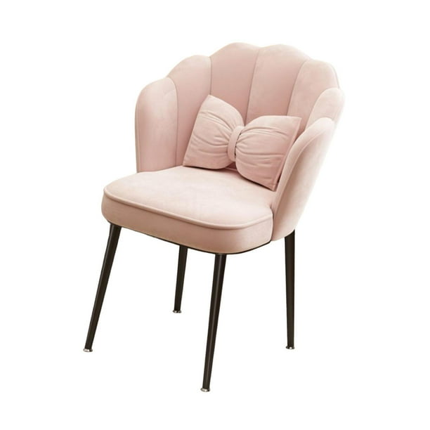 Sillón de tocador moderno y suave para dormitorio, recepción de invitados Rosa claro