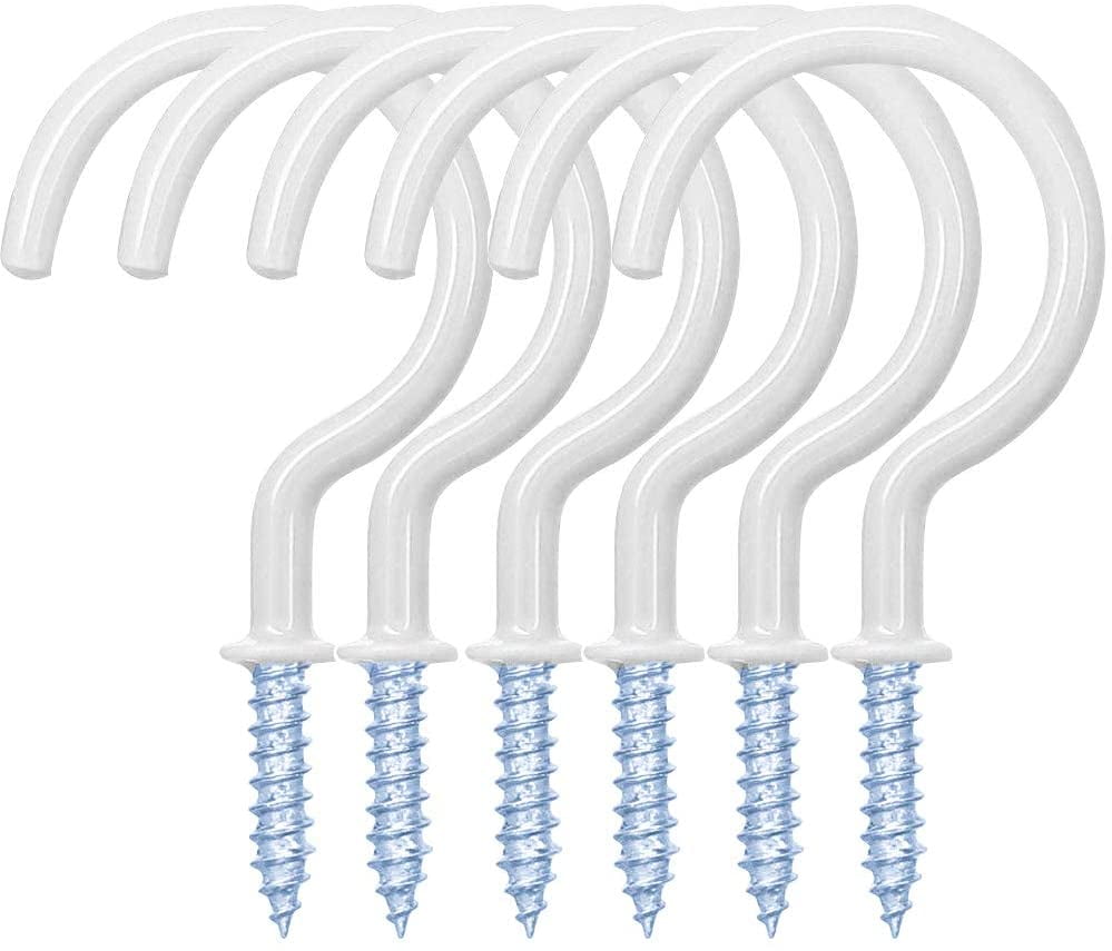 10 Pack 2.9 Inches Ceiling Hooks Vinyl Coated Screw-in Wall Plant Kitchen Hooks 