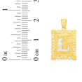 thumbnail image 4 of Floreo 10k Yellow Gold and White Gold 14.5mm or 18mm Personalized Alphabet Monogram A-Z Initial Square Pendant, 4 of 6