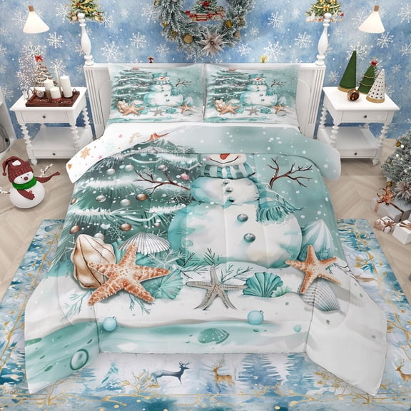 Castle Fairy Kawaii Christmas Snowman 2-Piece Twin Comforter Set