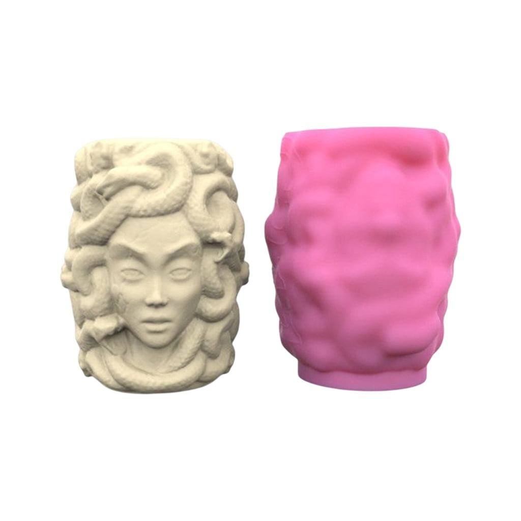 Silicone Mold Snake Girl-Head Planter Vase Mold Pen Holder Mold for Resin Epoxy Casting Concrete Mold Home Decor