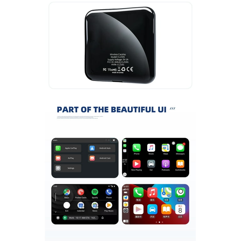 4 In 1 Wired to Wireless CarPlay Android Auto Adapter AI Box for