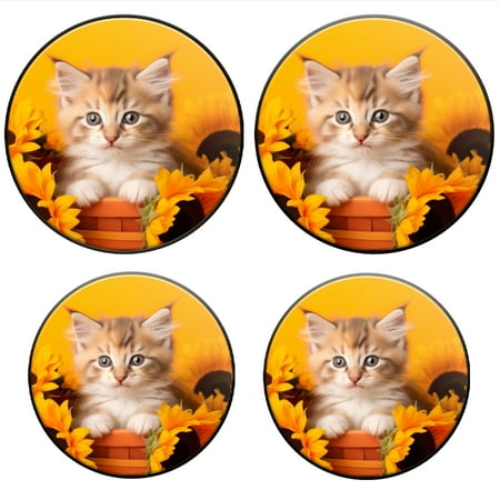 

Bahomeck Gas Stove Burner Cover Set Of 4 Lovely Cat And Sunflowers In Basket Metal Electric Stove Burner Covers Protecting Gas Stoves Kitchen Decor，8 Inch And 10 Inch