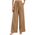 thumbnail image 3 of Women Tie Waist Pleated Wide Leg Trousers Sevevn High Waist Flowy Loose Fit Dress Pants With Side Pockets, Varied Solid Color Options For Office Work Dating Vacation And Everyday Casual Dressing, 3 of 7