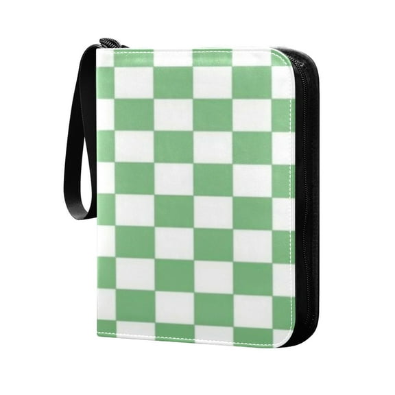 4 Pocket Card Binder with 50-page sleeve can hold 400 game cards. Green Checkerboard