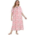 thumbnail image 1 of Xmarks Women's Plus Size Nightgown Sleepwear Short Sleeve Vintage Lace Square Neck Night Gown Oversized Printed House Dress Housecoat Soft Full-Length Sleep Dress XL-5XL, 1 of 7