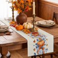 thumbnail image 5 of Fall Orange Blue Pumpkins Cotton Linen Rectangle Table Runners 13"x48", Thanksgiving Autumn Leaf Beige Coffee Table Runner Dresser Scarves Luxury Table Runners for Wedding Party Banquet Dinner Decor, 5 of 8