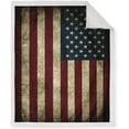 thumbnail image 2 of American Flag Sherpa Blanket Vintage US Flag Soft Warm Throw Print Blanket for Couch Bed 50"x60", 2 of 5