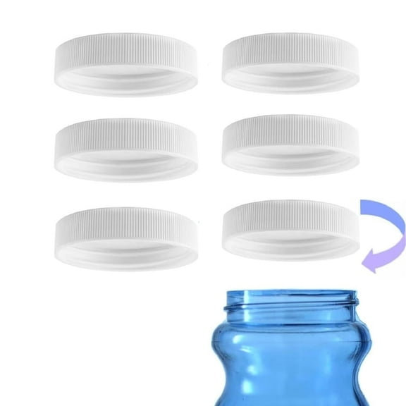 Tutuviw 6 Pack 53mm Reusable Water Jug Caps,Threaded/Screw-On Caps,Non-Spilling Lids for 3 and 5 Gallon Water Jug,Water Bottle Cover Screw Top,Plastic Water Bottles Replacement Lids,White