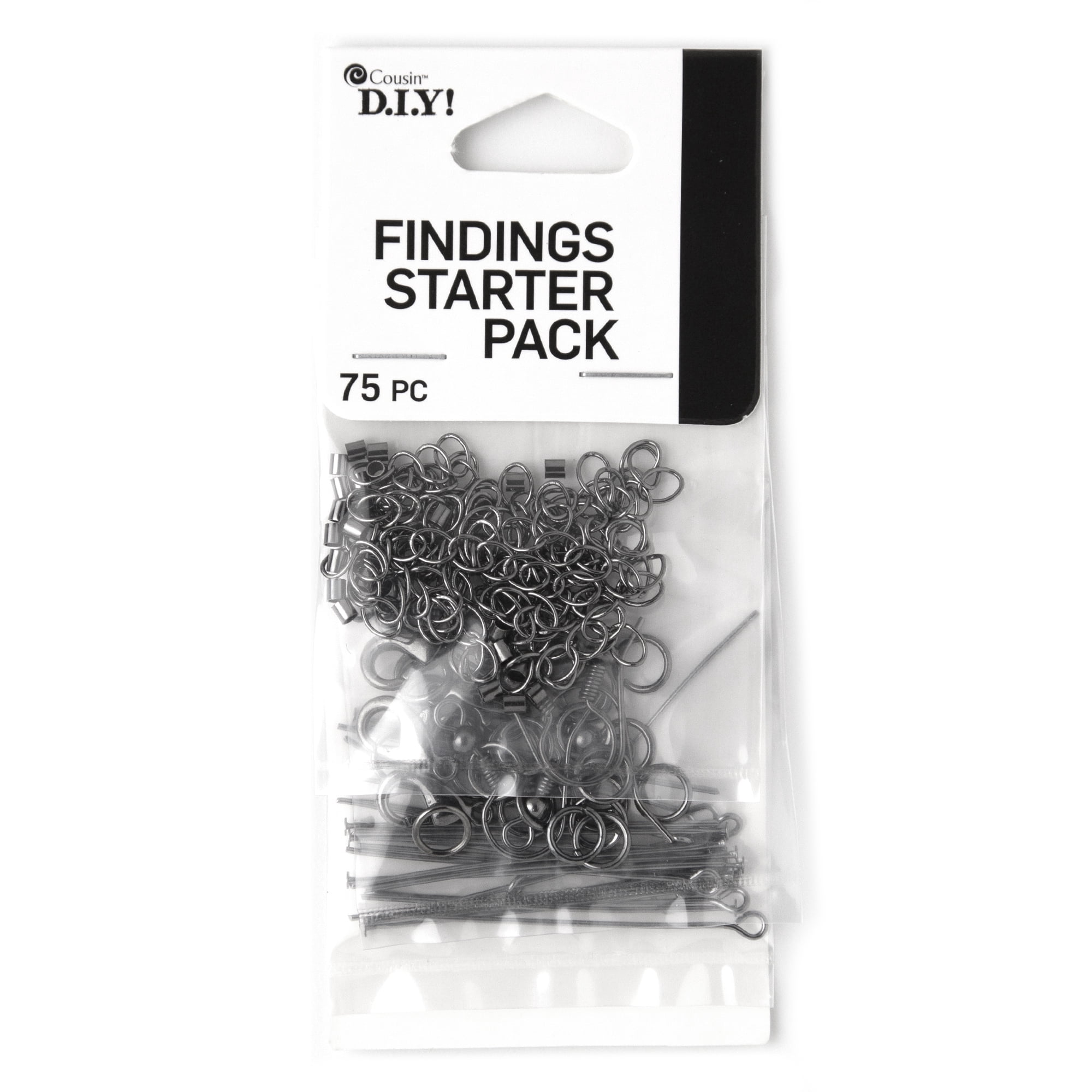 Cousin DIY Jewelry Making Metal Findings Starter Pack, 75 Pc, Gunmetal Finish