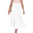 thumbnail image 3 of pstuiky Skirt for Women, Women Solid Color Casual Maxi Skirts Elastic High Waisted Flowy Skirts Summer Lightweight Long Skirts Leisure Summer White XL, 3 of 8