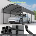 thumbnail image 5 of Zolyndo Heavy Duty 10x15FT Metal Carport with Galvanized Steel Roof, Outdoor Car Shelter Garage Canopy for Cars, Trucks, Boats, Dark Gray, 5 of 8