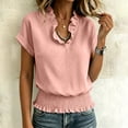 thumbnail image 6 of Women's V-Neck Short-Sleeve Waist-Cinching Casual Loose Summer Top, 6 of 8